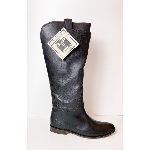 Frye Paige Black Leather Tall Riding Boots - Picture 2 of 7